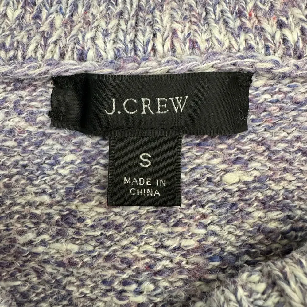 J. Crew Puff Sleeve Crew Neck Sweater Purple Cotton Crew Neck Pullover Size S